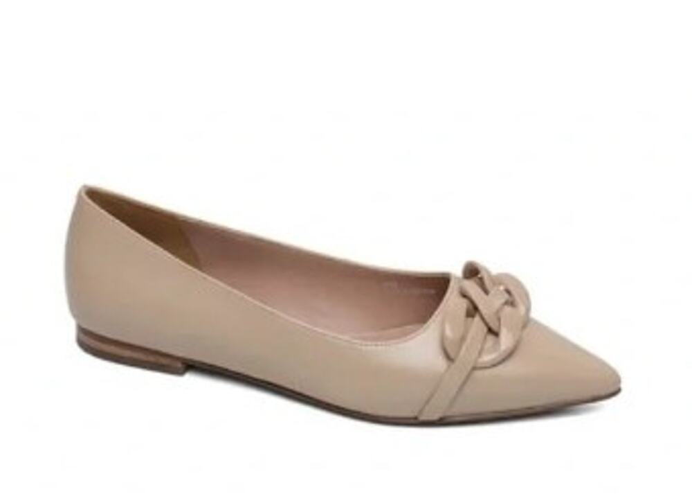 Linea Paolo - Nora - Nude -Women 12 Pointy Toe Flat ballerina Resin Chain-Link